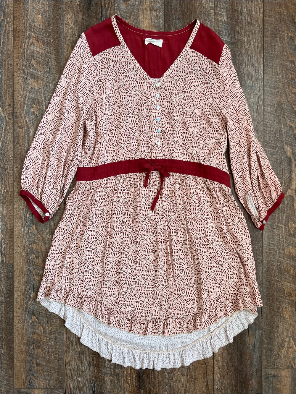 Jackson & Rowe Boho Red Dot V‑Neck Peasant Dress